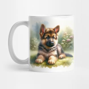 Watercolor German Shepherd Puppies - Cute Puppy Mug